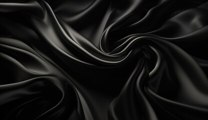 Obraz premium Glossy Black, silk satin background. Based on Generative Ai.
