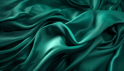 Obraz premium Emerald Green, Silk satin Background. Based on Generative Ai.