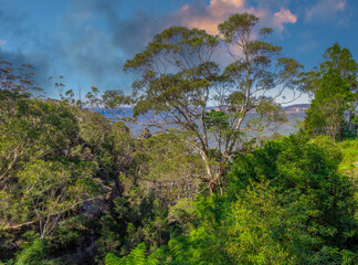 View of Echo Point Blue Mountains three sisters Katoomba Sydney NSW Australia