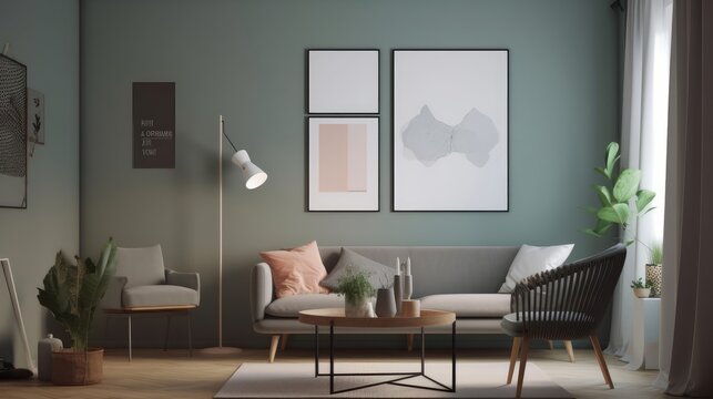 Empty wall aer, minimal interior living room