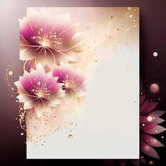 Postcard with flowers. Greeting card. Invitation. Luxur flowers. Place for text. Generative AI