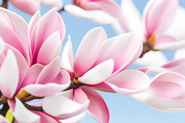 Floral nature background with magnolia blossom. Generative AI