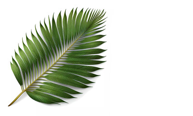 Green leaf of a plant on a white background. palm. Banner.  Generative AI