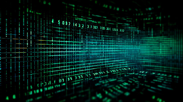 Data from a digital stream or binary code on a matrix background, with vector digits from virtual security technology. sometimes known as binary code or green numbers. Generative AI