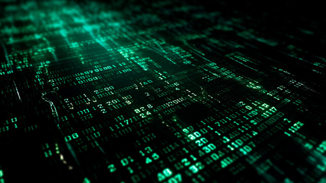 Data from a digital stream or binary code on a matrix background, with vector digits from virtual security technology. sometimes known as binary code or green numbers. Generative AI