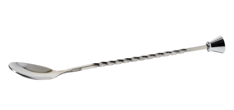 Barista metal spoon on white isolated background