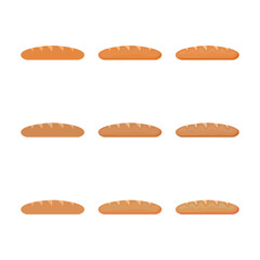 A vector drawn baguette illustration with various colors and amount of details