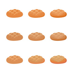 A vector drawn sourdough bread illustration with various colors and amount of details