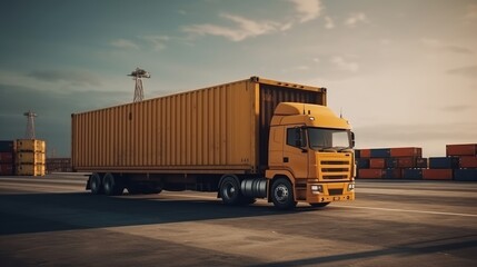 Fototapeta na wymiar Logistics import export of containers cargo Generative AI