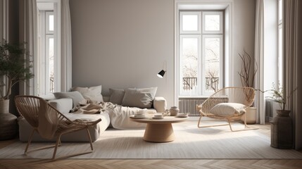 Fototapeta na wymiar Minimal interior living room, scandinavian style