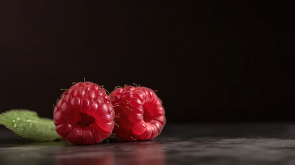 Makroaufnahme zweier Himbeeren (Rubus idaeus). (Generative AI)