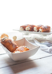 Cannoli with dark chocolate and dried fruits