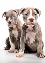 2 cute and adorable white and brown pitbull puppies.