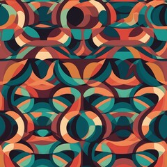Seamless Groovy Geometric Shapes in Bold Colors with a Retro 70s Style