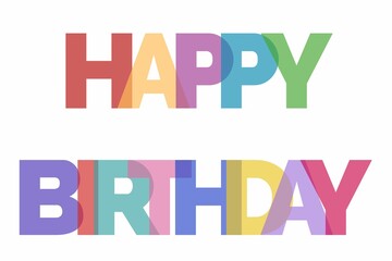 Happy birthday cheerful colorful letters horizontal banner card white background, bright colored greeting cheerful web banner, poster, sign, card