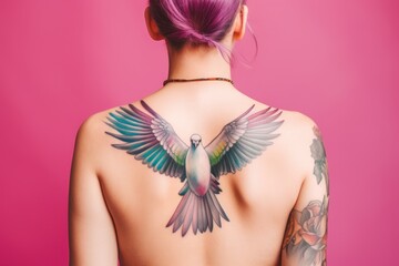 Multicolored dove of peace tattoo: an expression of love and tolerance, Generative AI