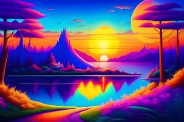 Graphic representation of Home Fantasy World. Generative AI. 