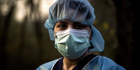 Doctor wearing medical mask. Generative AI