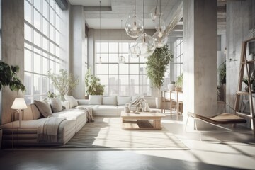 Fototapeta na wymiar bright and airy living room with ample natural light and comfortable furniture. Generative AI