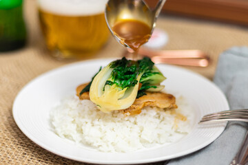 Bok choy with rice