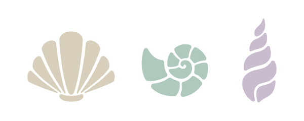 Seshell and coral set vector illustration.