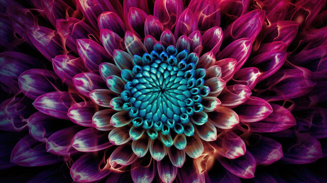 close up of purple dahlia flower - by generative ai