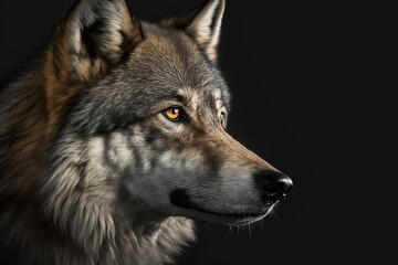 Fototapeta premium Generative AI. Wolf (Canis lupus). Illustration of a grey wolf