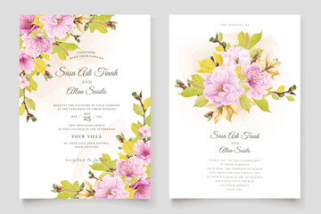 cherry blossom floral background and wreath design