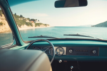 Naklejka premium Cruising Down the Coastline, A Laidback Summer Drive , generative AI