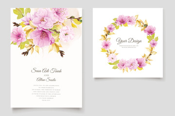 cherry blossom floral background and wreath design