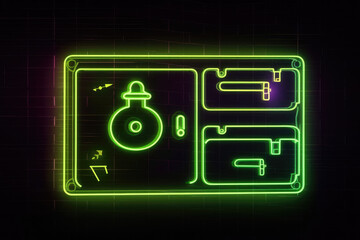 A neon colored safe.