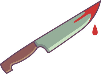 Bloody knife icon in flat style isolated on white background. Edged weapons symbol vector illustration  