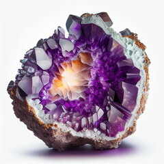 Large purple amethyst quartz crystal geode.  Generative AI - obrazy, fototapety, plakaty