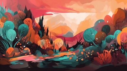 An abstract illustration with bold, expressive brushstrokes and a color palette inspired by the natural world, creating an organic, fluid feel created with Generative AI technology