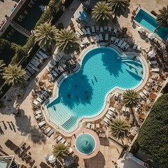 Obraz na płótnie Canvas top down view of holiday resort, generative ai.