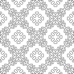 Monochrome ornamental texture with smooth linear shapes, zigzag lines, lace pattern.Abstract geometric black and white pattern for web page, textures, card, poster, fabric, textile.