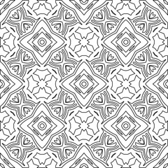 Monochrome ornamental texture with smooth linear shapes, zigzag lines, lace pattern.Abstract geometric black and white pattern for web page, textures, card, poster, fabric, textile.