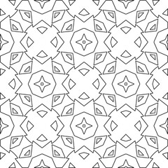 Monochrome ornamental texture with smooth linear shapes, zigzag lines, lace pattern.Abstract geometric black and white pattern for web page, textures, card, poster, fabric, textile.