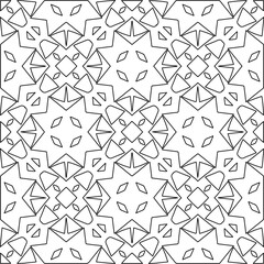 Monochrome ornamental texture with smooth linear shapes, zigzag lines, lace pattern.Abstract geometric black and white pattern for web page, textures, card, poster, fabric, textile.