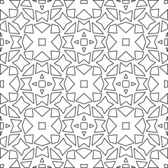 Monochrome ornamental texture with smooth linear shapes, zigzag lines, lace pattern.Abstract geometric black and white pattern for web page, textures, card, poster, fabric, textile.