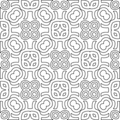 Monochrome ornamental texture with smooth linear shapes, zigzag lines, lace pattern.Abstract geometric black and white pattern for web page, textures, card, poster, fabric, textile.