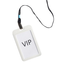 Vip badge isolated on white, top view