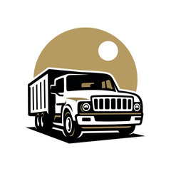 silhouette of a truck with monochrome illustration vector