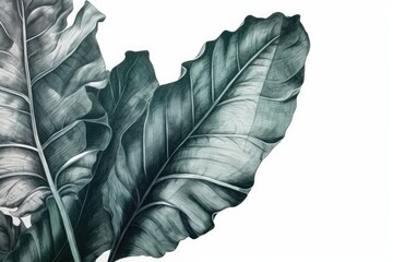 large leaf on a plain white background. Generative AI