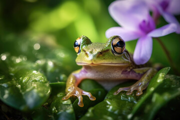 Frog in blossoms