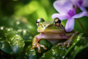 Obraz premium Frog in blossoms