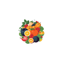 various fresh fruits logo vector