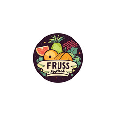 various fresh fruits logo vector