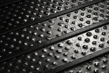 detailed close-up view of a metal surface with rivets. Generative AI