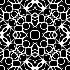 Black and white abstract patterns.Seamless monochrome repeating pattern for web page, textures, card, poster, fabric, textile.